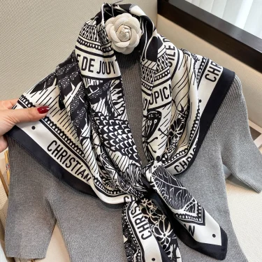 Luxury Brand Silk Satin Square Scarf Women Hijab Bandana Muslim Headscarves Shawl Wrap Ladies Headband Neckerchief Foulard 90cm 1