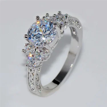 Exquisite Fashion Silver Color Engagement Rings for Women Fashion White Zircon Stones Ring Anniversary Bridal Wedding Jewelry 1