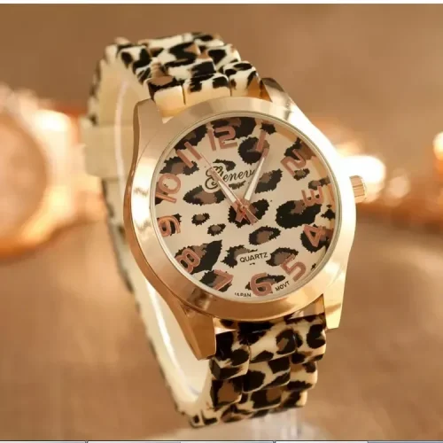 Geneva Watch Leopard Print Silicone Watch 2025 New Fashion Casual Student Watch Leopard Print Color Quartz 1