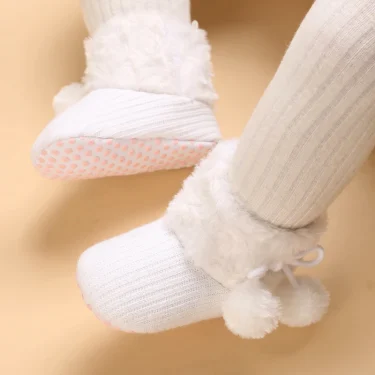 Winter Snow Boots For Newborn Baby Girls Booties Keep Warm Plush Inside Anti-slip Baby Infant Toddler Cute Soft Bottom Shoes 5