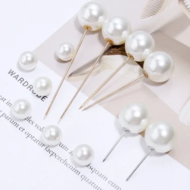 10Pcs/Lot Imitation Double Pearl Brooches Beige Color Fixing Clothes Pin Sweater Dress Safety Pins Diy Women Trendy Jewelry 4