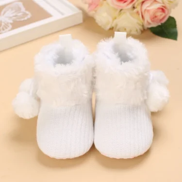 Winter Snow Boots For Newborn Baby Girls Booties Keep Warm Plush Inside Anti-slip Baby Infant Toddler Cute Soft Bottom Shoes 4