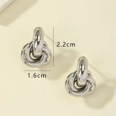 Gold SIlver Color Knot Hoop Earring for Women Fashion Shiny Plating Trendy Twist Stud Earring Stud Cute Daily Wear Jewelry 6