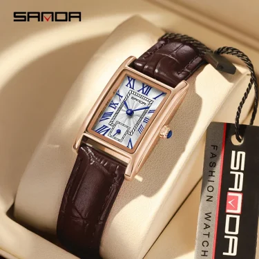 Sanda 1116 New Fashion 2025 Elegant Design Rectangle Dial Water Resistant Quartz Movement Business Women Analog Wrist Watch 1