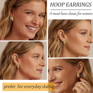 14K Gold Plated Copper Earrings Set Hypoallergenic Dainty Gold Hoop Earrings for Women Trendy Earring Stacks for Sensitive Ears 2