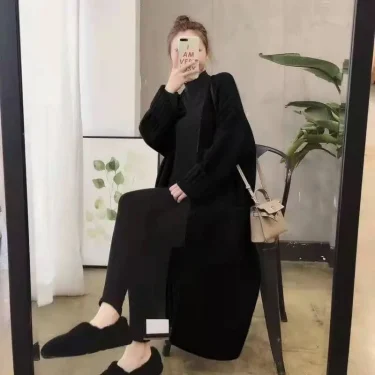 Sweater Cardigan Female 2023 Korean Spring and Autumn New Sweater Coat Women Loose Medium Length Versatile Knitted Cardigan 3