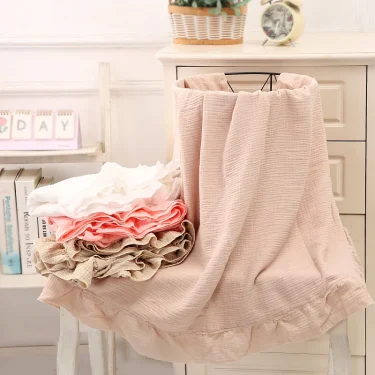 INS Ruffled Muslin Baby Swaddle Blankets for New Born Infant Bedding Organic Baby Accessories Newborn Receive Blanket Cotton 6