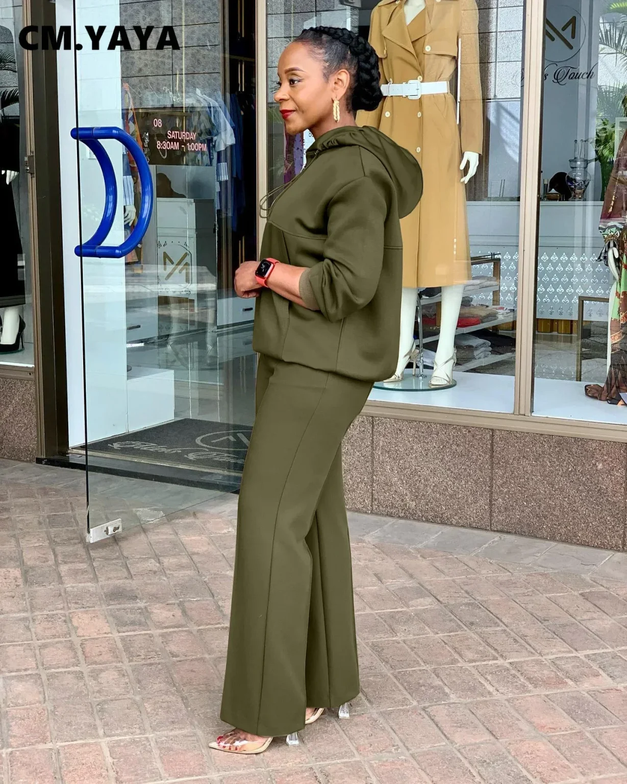 CM.YAYA Long Sleeve Women Set Loose Long Sleeve Hoodies Pant Suits 2024 Spring 2 Two Piece Sets Sporty Tracksuits Street Outfits 3