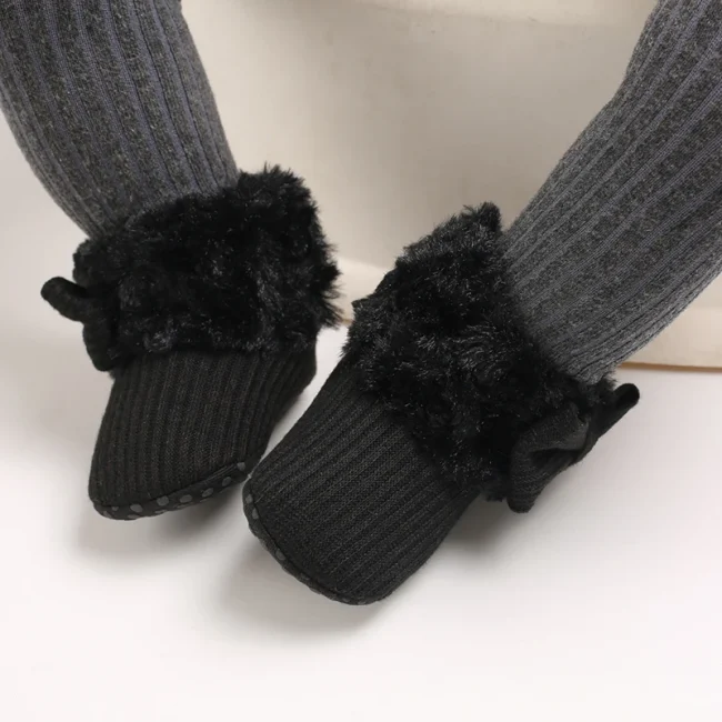 Baby Autumn And Winter Boots Girls And Boys Black Warm Shoes Black Fashionable Toddler's First Step Children's Shoes 0-18M 6
