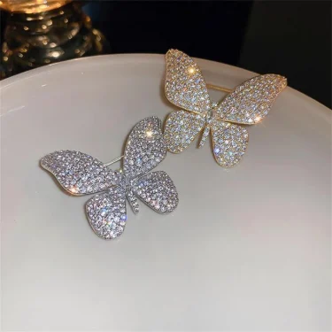 Exquisite Butterfly Rhinestone Butterfly Brooches Pins For Women Elegant Corsage Weddings Banquet Lapel Pins Clothing Jewelry 1