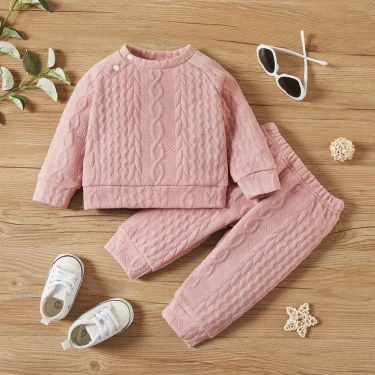 1-3 Years Baby Boy Girl Autumn&Winter Clothing Set Solid Long Sleeves Top+Pants 2PCS Casual Sport Warm Outfit for children Boys 2