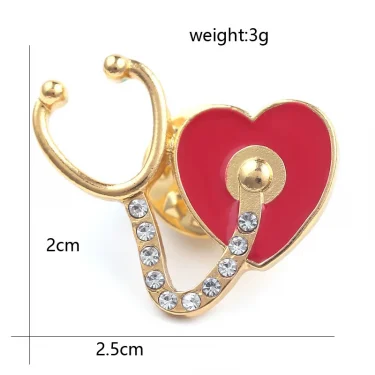 New Medical Medicine Brooch Pin Stethoscope Electrocardiogram Microscope Heart Shaped Pin Nurse Doctor Backpack Lapel Jewelry 2