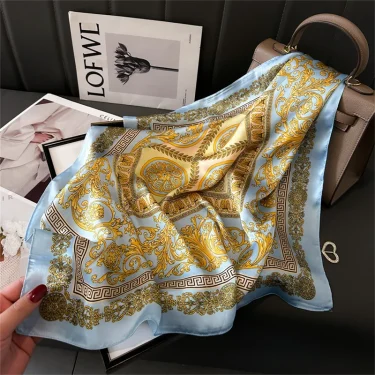 2025 New Fashion 70X70cmPrinted Women\'s Scarf Pashmina Silk Scarf Square Shawl Decorative Headband Neck Luxury Design Bandana 2
