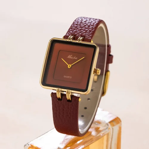 Women Watch Business Light Luxury Brand Middle East Simple Square Wine Red Waterproof Belt Ladies Fashion Quartz Clock Watches 1