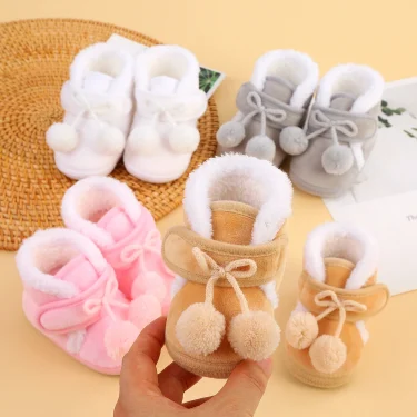 Newborn Booties Baby Socks Shoes Girl Winter Warm Cute Toddler Prewalkers Soft Anti-slip Infant Newborn Crib Crawl Shoes 1
