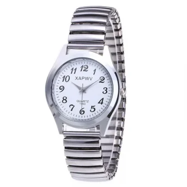 1PCs Classic Vintage Business Women Men Elastic Gold Sliver Quartz Watch Tide Lovers Couple Bracelet Watches Party Office Gifts 6