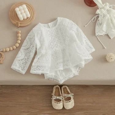 VISgogo Newborn Toddler Baby Girl Romper Sister Outfit Flower Lace Romper Jumpsuits Tutu Dress Summer Fall Clothes 0-24M 2