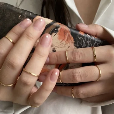 10Pcs/Set Fashion Punk Minimalist Mini Round Twist Ring Set for Women Bohemia Vintage Metal Knuckle Finger Rings Jewelry 2
