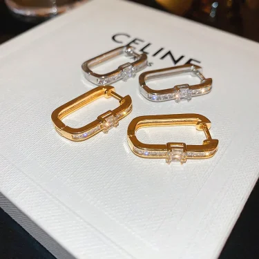 Korean Fashion New Zircon Geometry Earrings for Women Hot Exquisite Statement Earrings Luxury Jewelry Accessories Wholesale 1