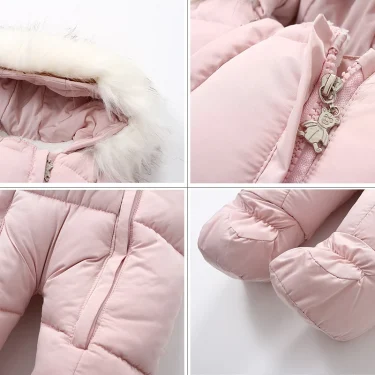 Winter Baby Jumpsuit Thick Warm Infant Hooded Inside Fleece Rompers Newborn Boy Girl Overalls Outerwear Kids Snowsuit 6