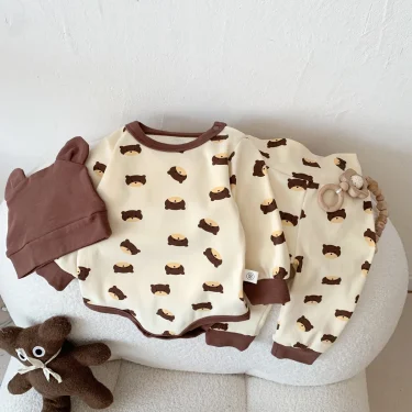 Spring Baby Boys Girls Clothes Cotton Long Sleeved Top + Pant + Hat Three Piece Set Baby 0-2 Years Old Newborn Suit 5