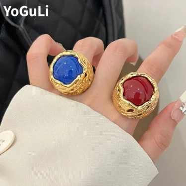 Fashion Jewelry Pretty Design Geometric Big Rings For Women Female Gifts Hot Sale Finger Accessories 2024 Trend New 1
