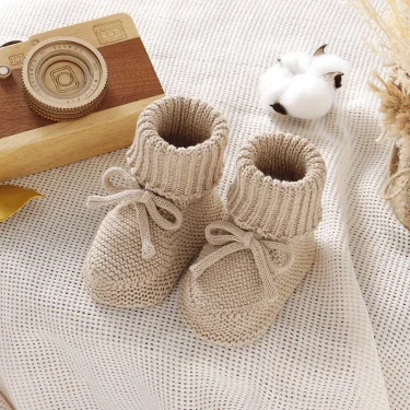Infant Baby Shoes Cotton Knitted Newborn Girl Boy Boots Fashion Solid Warm Toddler Kid Slip-On Bed Shoes Handmade 0-18M Footwear 1