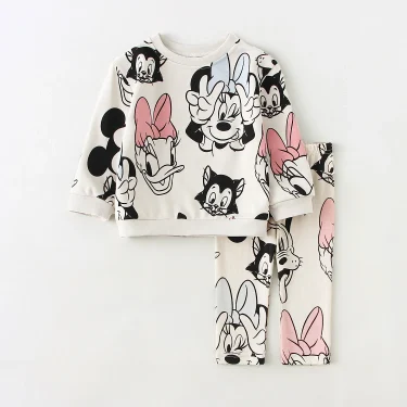 Disney Minnie Baby Girl Clothes Sets Spring Autumn 0-4Y Fashion Girls Sweatshirts + Leggings Toddler Girl Outfits Sets 3