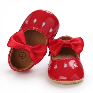 New Fashion Newborn Red Baby Shoes Non-slip Cloth Bottom Shoes For Girls Elegant And Noble Leisure Baby First Walking Shoes 3