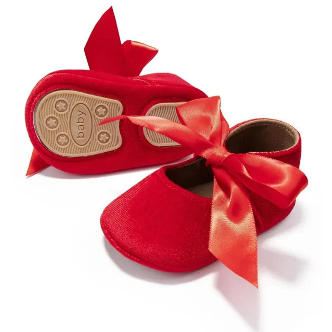 Baby Girls Princess Shoes Multi Color Velvet Soft Bottom Bow Shoes Anti Slip Newborn Infant First Walkers Shoes 0-18 Months 5