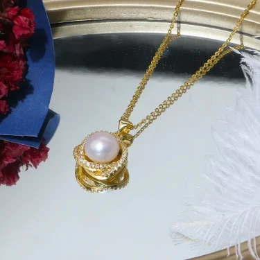 New Inlaid zircon Pearl Necklace Ring Earrings Three-piece Set for Women Stylish Daily Accessories Party Jewelry Birthday Gifts 4
