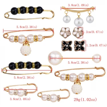 12-piece Set Of Women's Pants To Close The Waist Pin Anti-glare Pearl Buckle Brooch Girls Holiday Jewelry Gifts 2