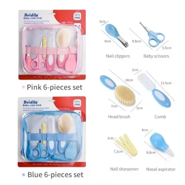 6PCS/Set Newborn Baby Kids Nail Hair Health Care Grooming Brush Kit Care Baby Essentials Newborn Material Safety 3