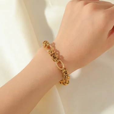 EILIECK 316L Stainless Steel Twisted Bracelet Bangles For Women Trendy 18K Gold Plated Wrist Chain Waterproof Jewelry Gift Party 4