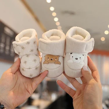 0-18 months Super Cute Winter Snow Baby Boots Cute Bear Warm Booties For Kids Soft Sole Infant Newborn Toddler Baby Girl Shoes 4