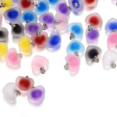 10pcs/lot Resin Frosted Multicolor Heart Charms For Handmade Bracelet Earrings Necklace Pendant DIY Jewelry Making Supplies 6