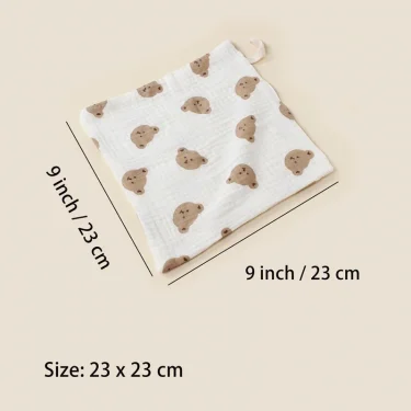 Baby Face Towel Infant Four-layer Muslin Gauze Burp Cloth Handkerchief Hanging Rope Pure Cotton Soft Small Square Towels 23*23cm 4