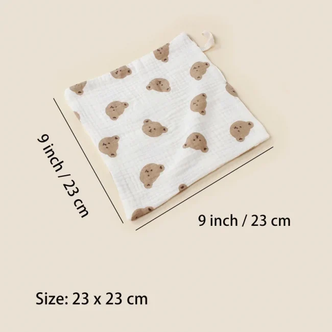 Baby Face Towel Infant Four-layer Muslin Gauze Burp Cloth Handkerchief Hanging Rope Pure Cotton Soft Small Square Towels 23*23cm 4
