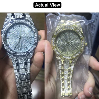 Iced Out Watch for Men Gold Watch for Men Hip Hop Fashion Cool Bling Bling Gold Diamond Luxury Mens Watch Dropshipping Relogio 4