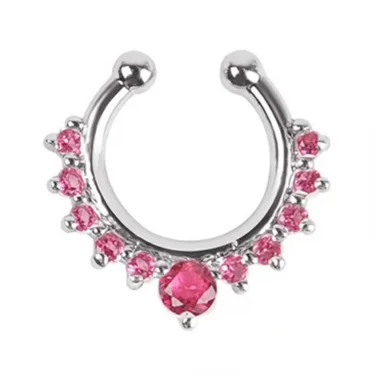 1pc Fake Piercing Nose Ring Crystal Clip On Nose Piercing Hoop Septum Stainless Steel Non Pierced Body Jewelry 6