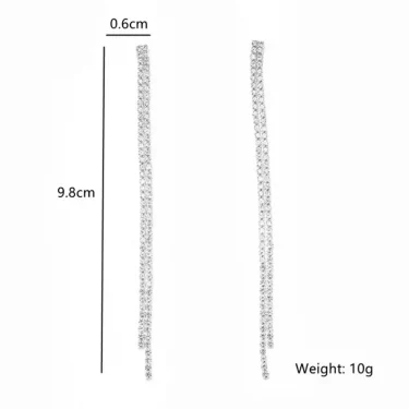 FYUAN Long Tassel Rhinestone Drop Earrings for Women Green Blue Gold Silver Color Crystal Dangle Earring Party Wedding Jewelry 6