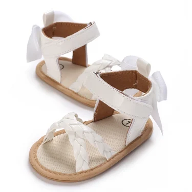 Cute Pre School Summer Sandals White Baptist Princess Casual Soft Rubber Sole Anti slip Single Shoes 0-18MBaby Walking Shoes 3