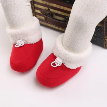 VANLEN SINA Winter Baby Warm Red Boots - Fluffy Flock Snow Slip On Shoes for Girls Toddler 0-18 Months 6