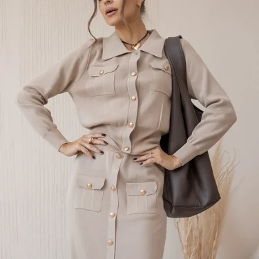 Elegant Knit Blazer Skirt Set Women Black White Brown 2 Piece Matching Set Autumn Winter Vintage Knitted Two Piece Women Sets 5