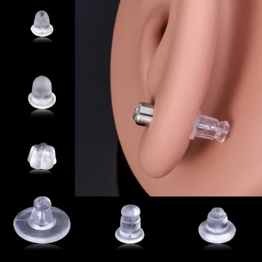 100-500pc Silicone Earring Backs Secure Bullet Clutch Stopper Clear Ear Clog Nuts for DIY Jewelry Stud Earrings Plug Accessories 2