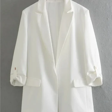 TRAF GAL Spring Summer Woman Fashion 10-color Rolled Up Sleeve Suit Jacket Casual Slim Double Pockets Fashion Blazers Y2K 2