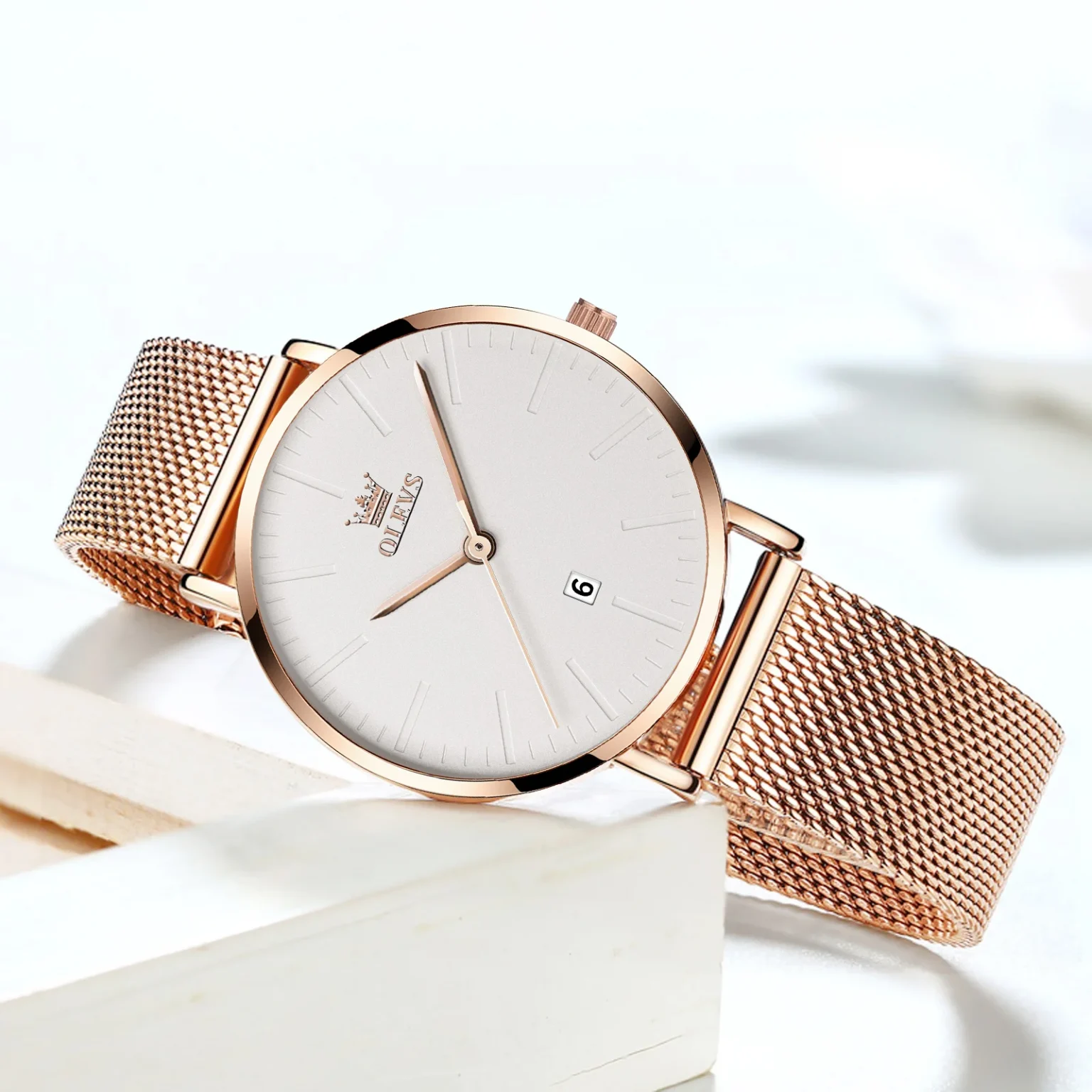 OLEVS Luxury Fashion Watch for Women Stainless Steel Waterproof Quartz Ladies Wristwatch Original Simple Elegant Women's Watches 5
