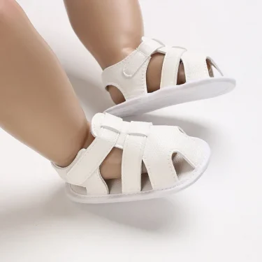 New Baby Girl Sandals 0 to 3 6 9 12 18 24 Months PU Leather Soft Toddler Boy Sandals 1 2 Years White Brown Kids Shoes Boutique 3