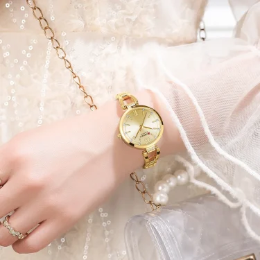 CURREN Luxury Hight Quality Quartz Watch Fashion Charming Rhinestones Stainless Steel Band Women's Wristwatches 3