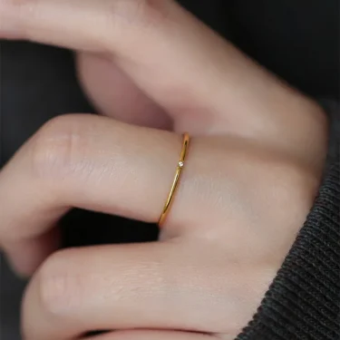 New Fashion 1mm stainless steel Cubic Zirconia Thin Finger Ring Fashion Jewelry Zircon Wedding Ring 2